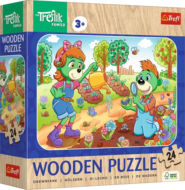 Drewniane puzzle TREFLÍKI 24 elementów