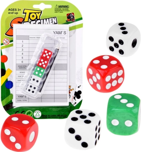 Kolorowe kostki do gry z akcesoriami - 5 szt.