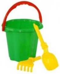 Zestaw do piasku z wiaderkiem, łopatką i grabkami