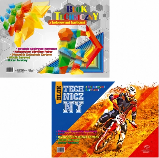 Kolorowy blok techniczny Protos A3, 8 kartek, 120 g/m²