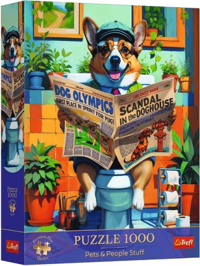 Puzzle 1000 Premium Plus – corgi w toalecie