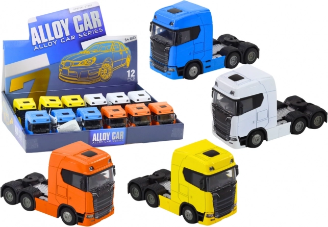 Metalowa ciężarówka 1:32 bez naczepy z odchylaną kabiną, światłami i dźwiękami