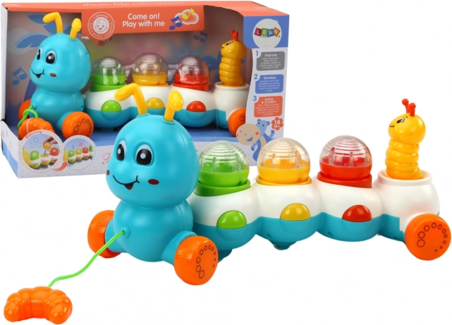 Kolorowa gąsienica do ciągnięcia ze światłami i dźwiękami