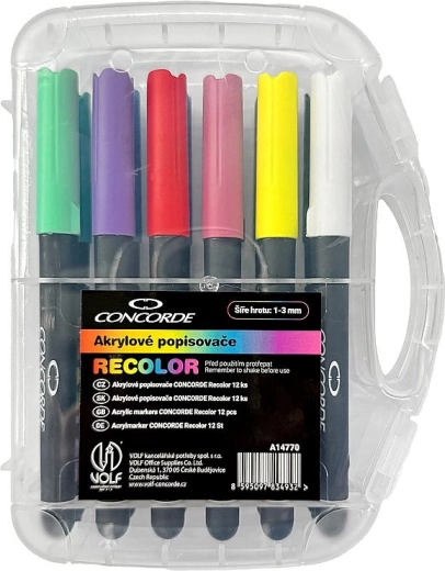 Markery akrylowe CONCORDE Recolor, zestaw 12 szt.