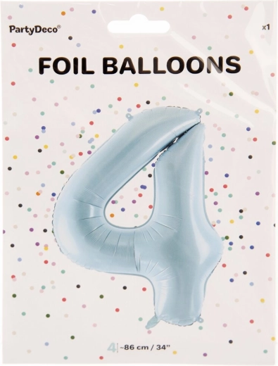 Foliowy balon cyfra 4 niebieski 86 cm