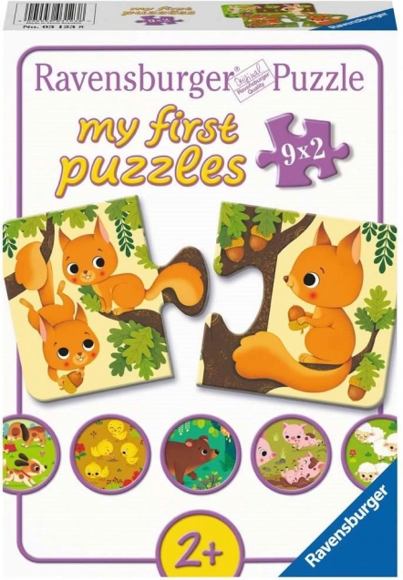 RAVENSBURGER Moje pierwsze puzzle – zwierzątka i młode, 9×2 elementów