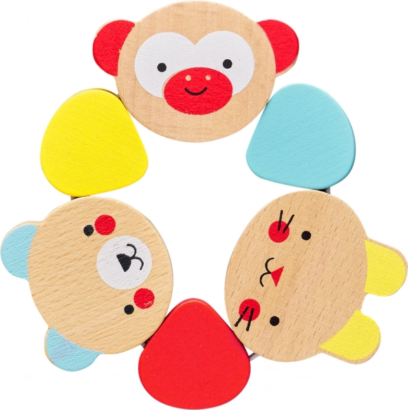 Drewniany gryzak ze zwierzątkami dla dzieci