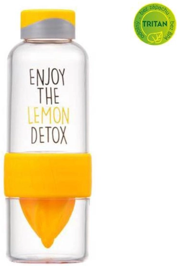 Butelka na wodę z Tritanu z wyciskaczem 520 ml żółta