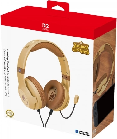 Gamingowy headset HORI do Nintendo Switch 2 Animal Crossing Wood Brown