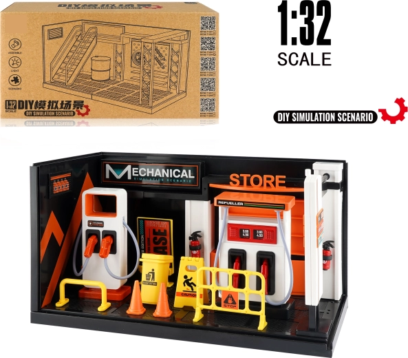 Model stacji paliw i ładowania 1:32 – metalowe wykonanie