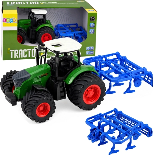 Traktor rolniczy z kultywatorem 1:24 zielony