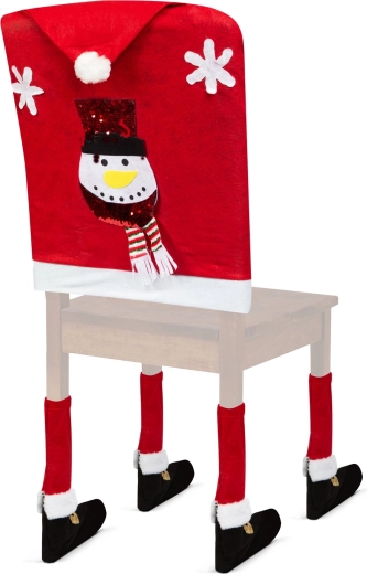 Świąteczna dekoracja na krzesło bałwanek 50 × 60 cm czerwono-biała