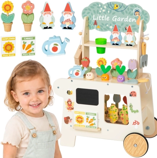 TOOKY TOY montessoriański drewniany wózek ogrodowy ze sklepikiem 57 elementów