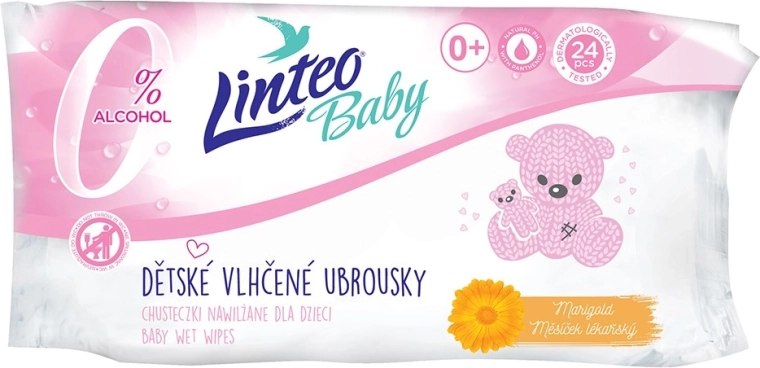 Dziecięce chusteczki nawilżane z nagietkiem LINTEO Baby 24 szt.