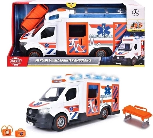 Dziecięca karetka Dickie Toys SOS Mercedes-Benz z efektami świetlnymi i dźwiękowymi