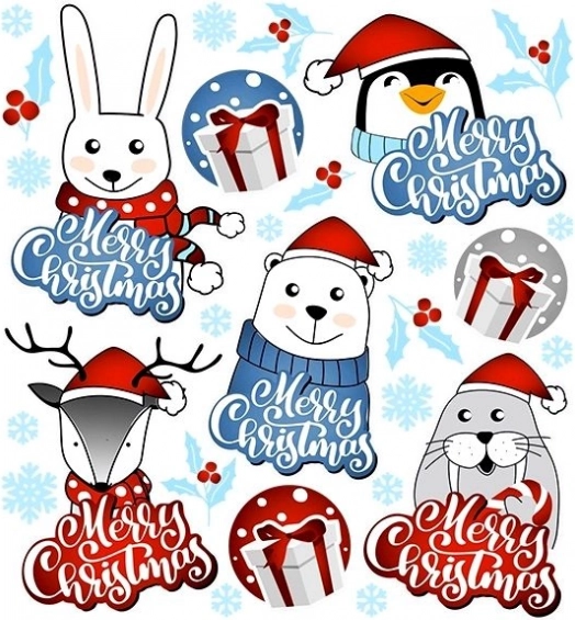 Świąteczne naszywki zwierzątka na małym arkuszu