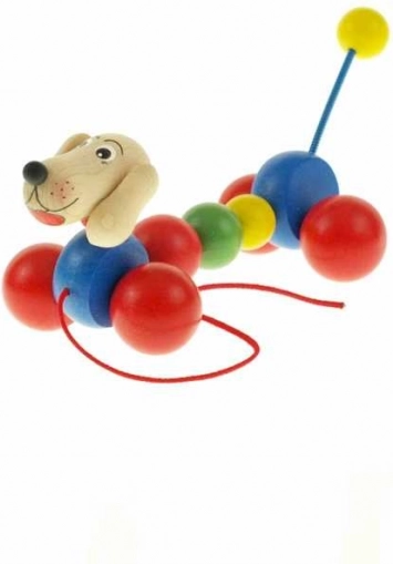 Drewniana zabawka do ciągnięcia – jamnik