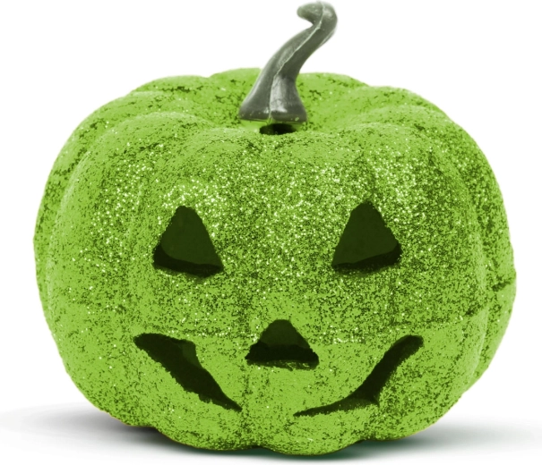 Halloweenowa dekoracja LED RGB z pianki – zielona dynia, 11 cm