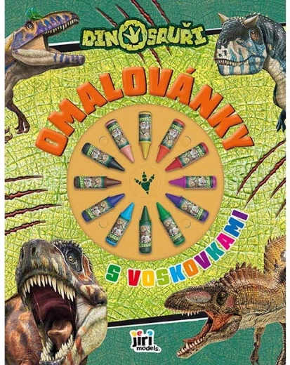 Kolorowanki z kredkami woskowymi – dinozaury