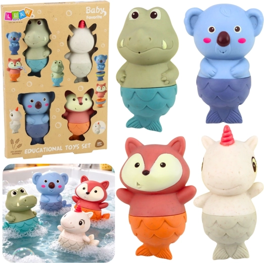 Zestaw kąpielowych zabawek zwierzątka syrenki, 4 szt.