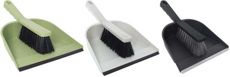 Zmiotka i szufelka z gumową krawędzią – zestaw plastikowy, mix kolorów