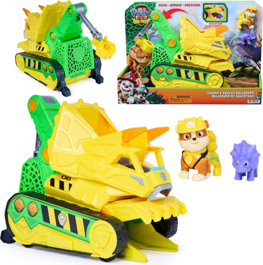 Spin Master Psi Patrol: Film – dino ratunek: buldożer Rubble’a Chomp & Rescue 23 cm z figurkami