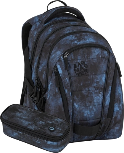 Bagmaster zestaw uczniowski (plecak + piórnik) 25 b czarno-niebieski