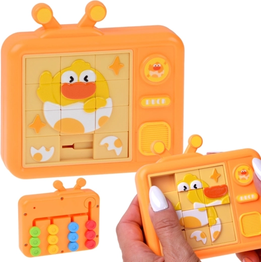 Dwustronna sensoryczna układanka kurczątko – przesuwane puzzle i kolorowy labirynt - 1 sztuka