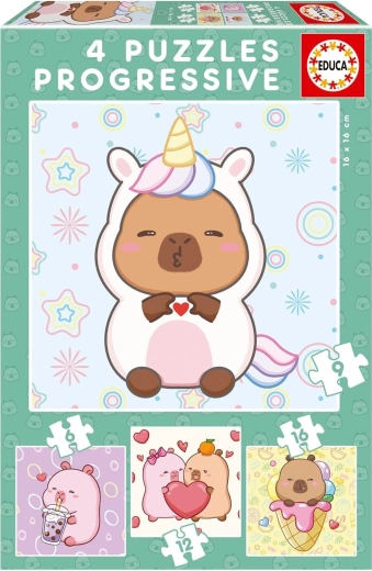 Puzzle EDUCA CapyFun 4w1 (6, 9, 12, 16 elementów)