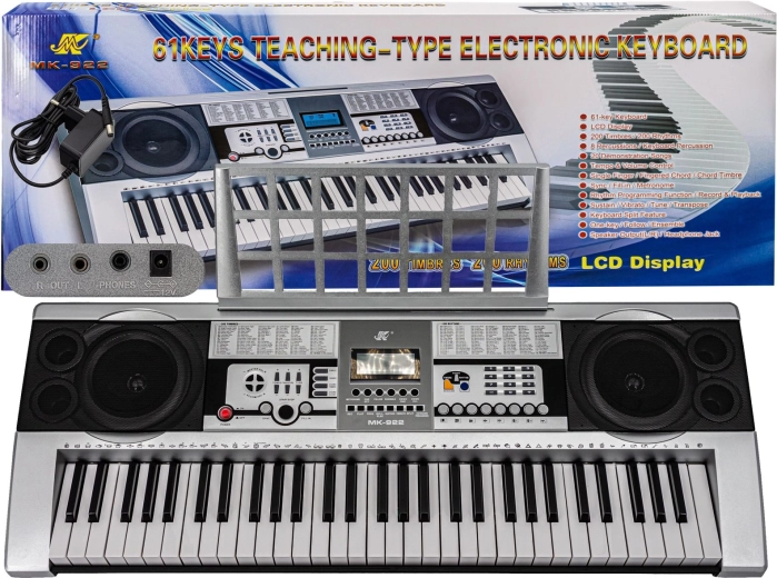 Elektroniczny keyboard MK-922 z wyświetlaczem LCD i 61 klawiszami