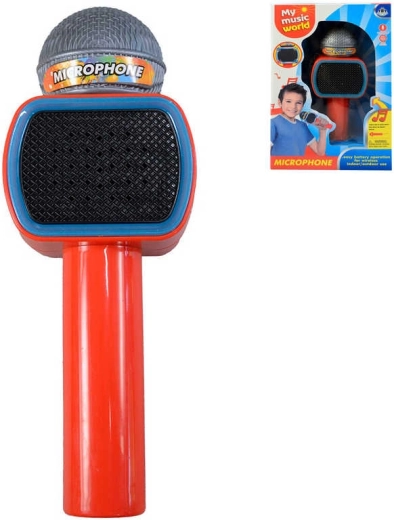 Dziecięcy mikrofon karaoke z podświetleniem LED na baterie czerwony - 1 sztuka