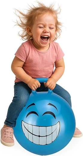 Piłka do skakania z uchwytem HoppyDoo Smile niebieska 45 cm z pompką