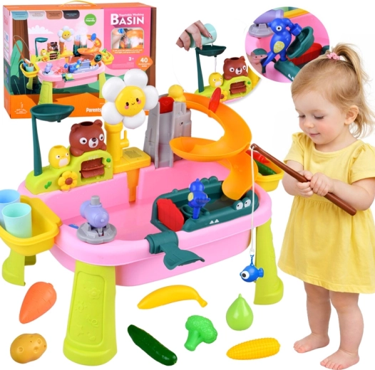 Duży wodny stolik dla dzieci ze zjeżdżalnią i 40 akcesoriami