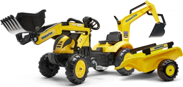 Traktor na pedały Komatsu z przednią i tylną łyżką oraz wywrotką