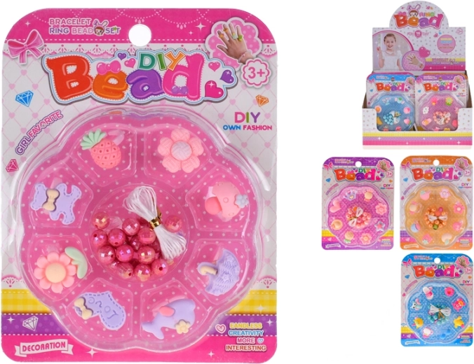 Koraliki do nawlekania z pierścionkami – 4 kolory, 16 szt.