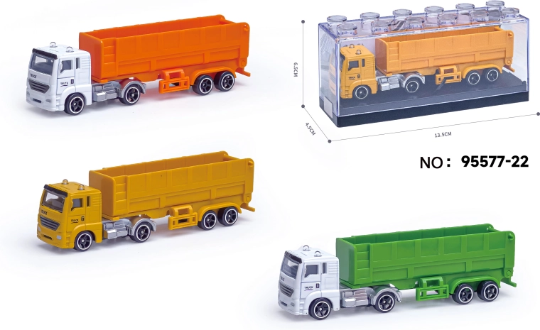 Metalowy model śmieciarki z naczepą 1:64