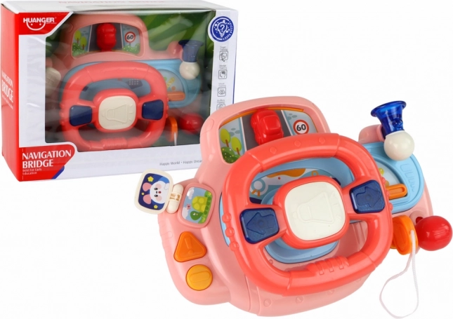 Interaktywny wielofunkcyjny symulator kierowania z różową kierownicą