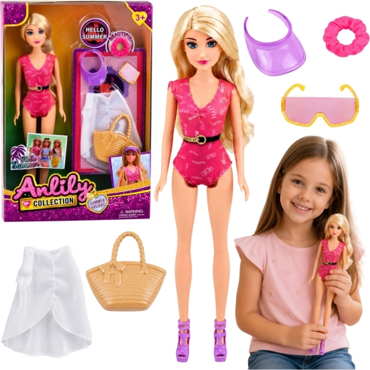 Anlily letnia modna lalka plażowa z zestawem akcesoriów 30 cm