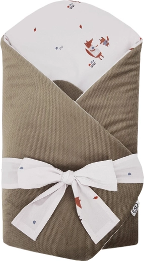 Ekologiczny bawełniany rożek niemowlęcy z velvetem i wkładką kokosową Fox 75 × 75 cm