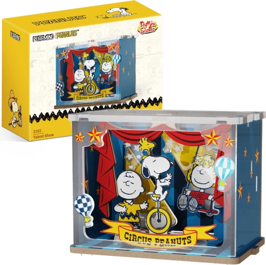 Puremind drewniane puzzle 3D Snoopy PEANUTS – scena cyrkowa Talent Show