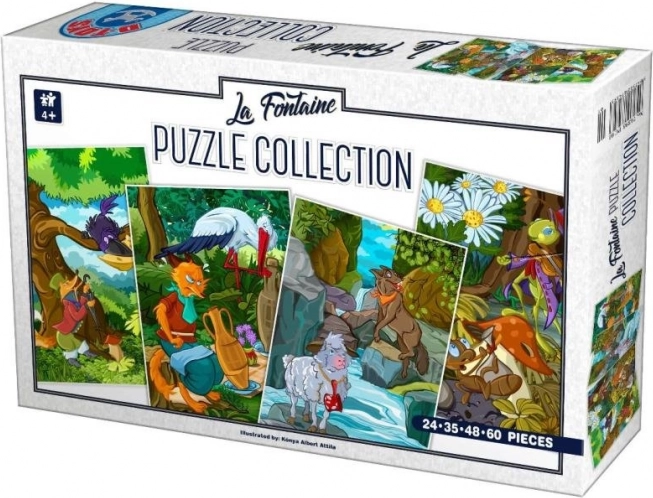 Puzzle Bajki La Fontaine’a 4w1 (24, 35, 48, 60 elementów)