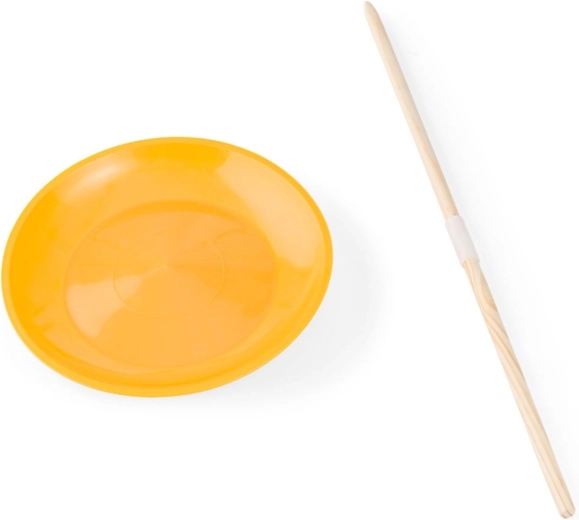 Kręcący się cyrkowy talerz z drewnianą pałką