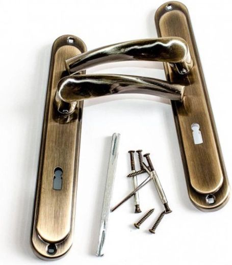 Klamka drzwiowa ATENA z wkładką kluczową 72 mm, patyna