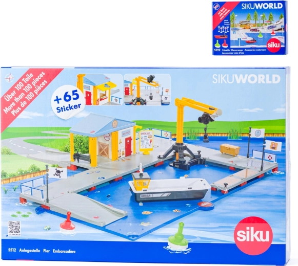 Siku World port przeładunkowy z pomostem i łodzią