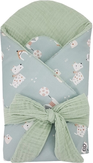 EKO muślinowy rożek niemowlęcy z wyjmowaną wkładką kokosową dogs mint 75 × 75 cm