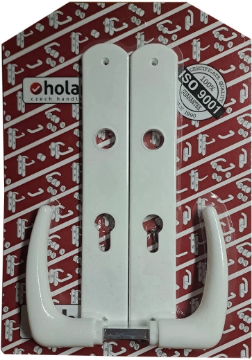 Klamka drzwiowa Klasik z szyldem XXL 72 mm, biała plastikowa