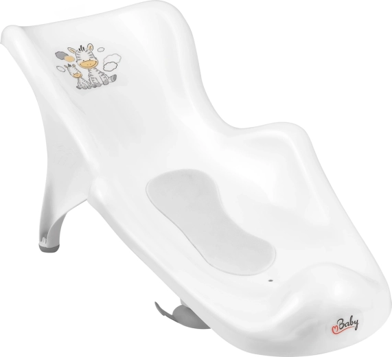 Maltex leżaczek do wanny dla dzieci z antypoślizgową podkładką Zebra, biały