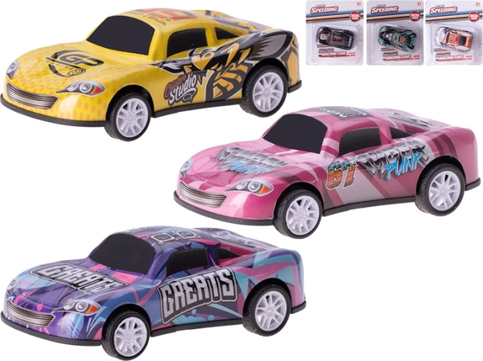 Metalowy wyścigowy samochodzik z napędem typu pull-back 10 cm