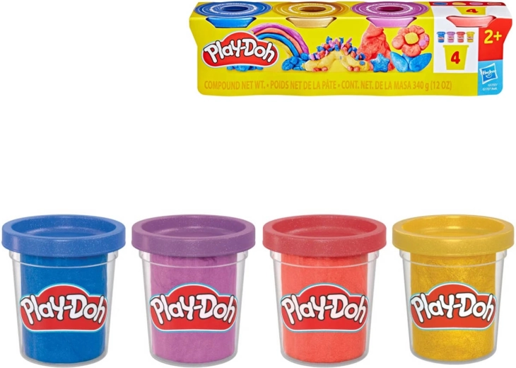 Play-Doh metaliczna plastelina z konfetti, 4 kubeczki