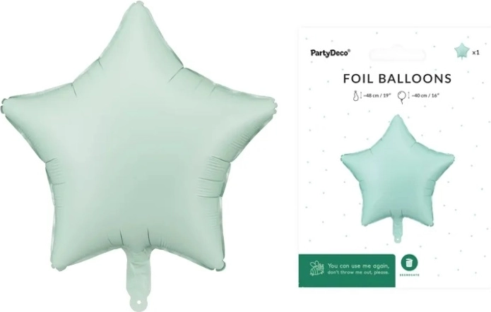 Foliowy balon Gwiazda matowa zieleń 48 cm